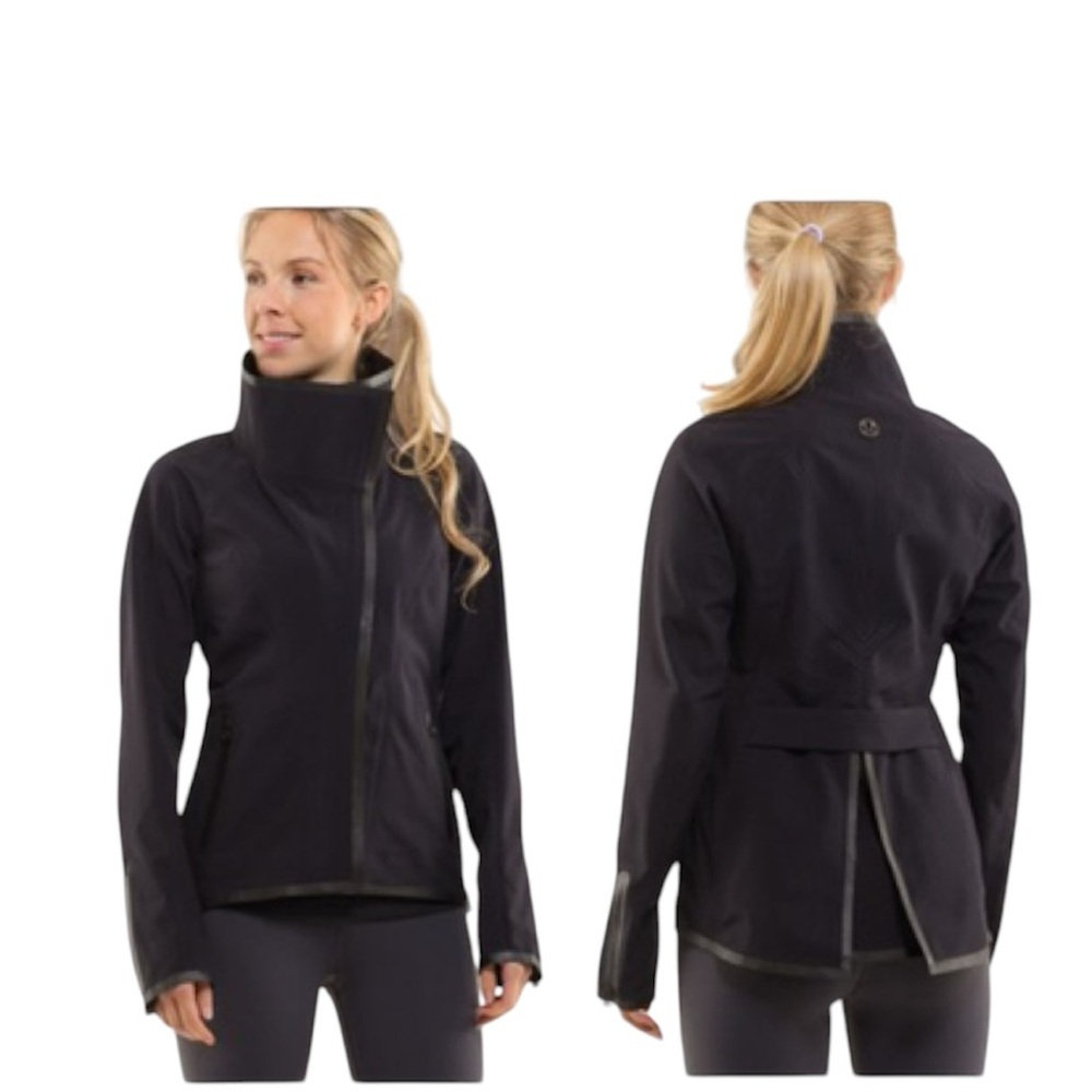 Lululemon Harmony Softshell Water Repellent Fleece Full Zip Jacket Coat Black 8